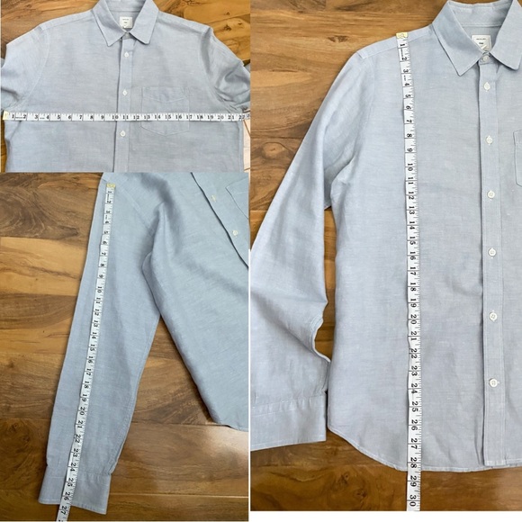 GAP Linen Cotton Light Grey Long Sleeves Button Up Down Dress Shirt Business M - Picture 8 of 8